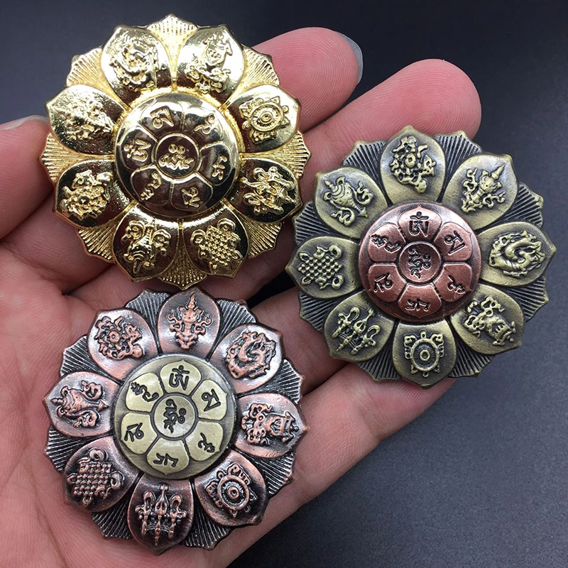 

Fingertip Gyro Buddha Eye Spinner Finger Gyro Lotus Wheel Bronze Fingertip Rotate Buddhist Meditation Decoration