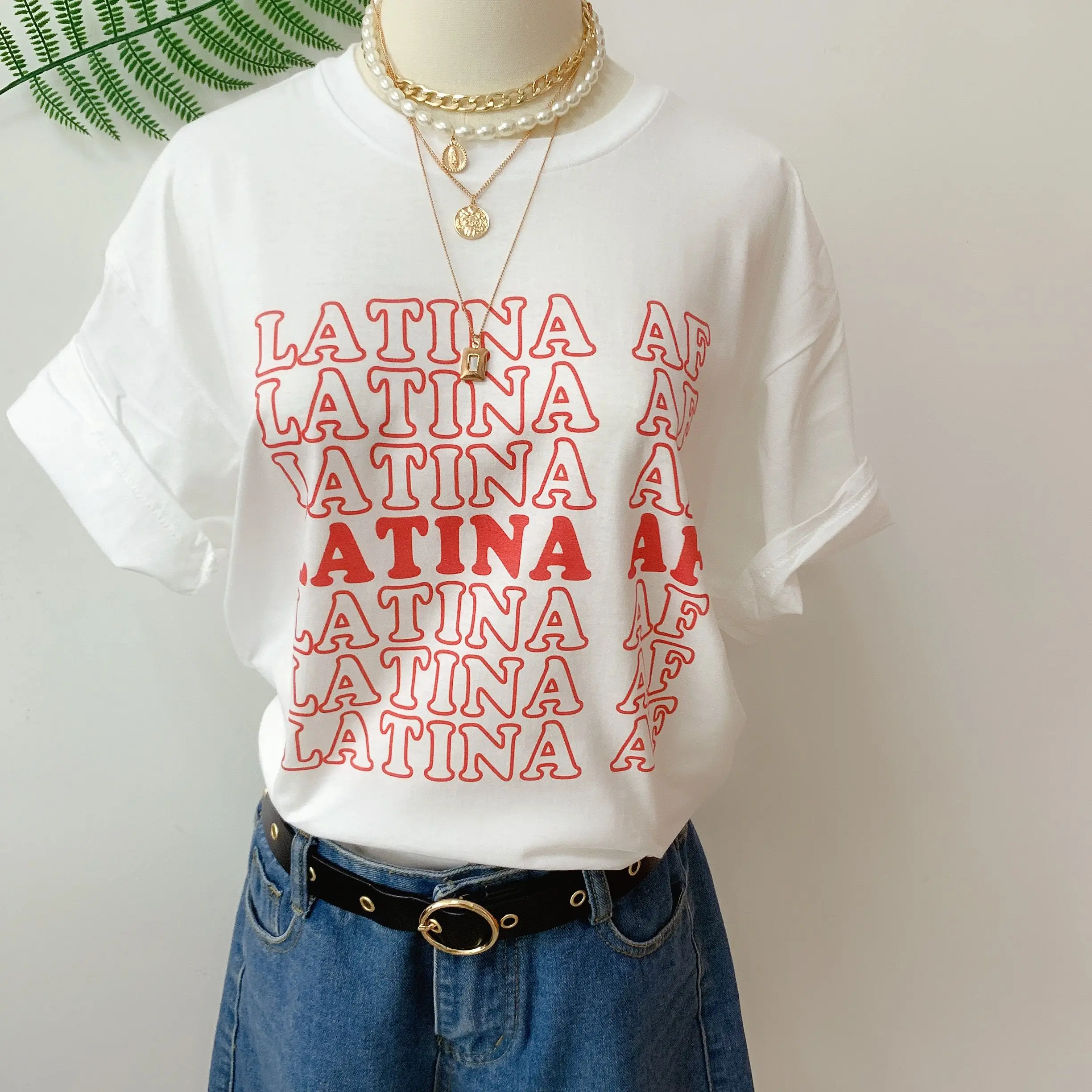 sunfiz HJN Latina AF T-Shirt Grunge Tumblr Camisetas Graphic Aesthetic Women Quote Funny Fashion Clothes Street Style