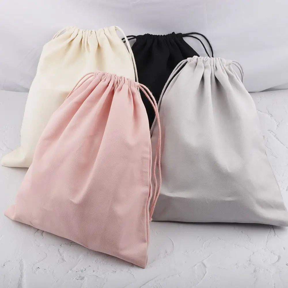 Cotton Canvas Inner Bags Drawstring Pouch Pink Gray Black Beige Color Gift Packaging Bag Storage Bag for For Handbag Accessories