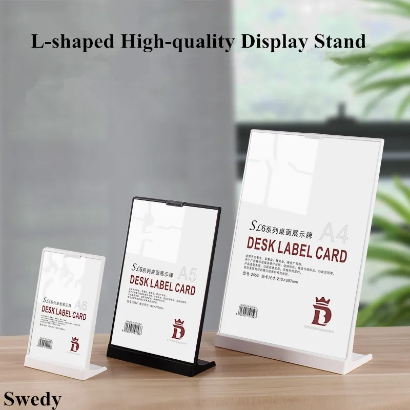 5 PCS A6 105X148MM Acrylic Menu Display Stand L-Shaped Vertical High-End Plastic Wine Catalog Menu Name Card Board Sign Holder