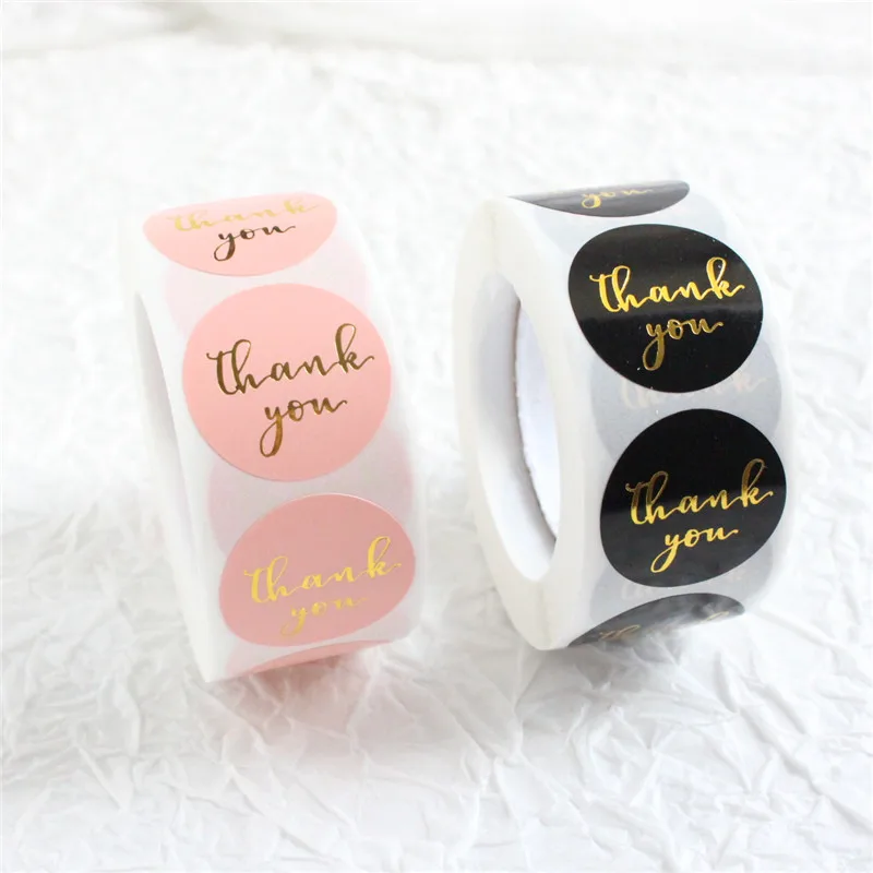 

500pcs Thank You Sticker 1 Inch Gold Foil Labels Gift Tags Stationary Party Supply