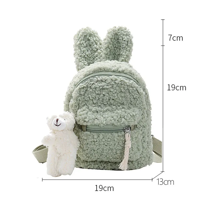 2025 Korean Style Kid\'s Backpack Children\'s Plush Student Backpack  Simple Shoulder Bag Plush Rabbit Bag Tide Child Girl Purse