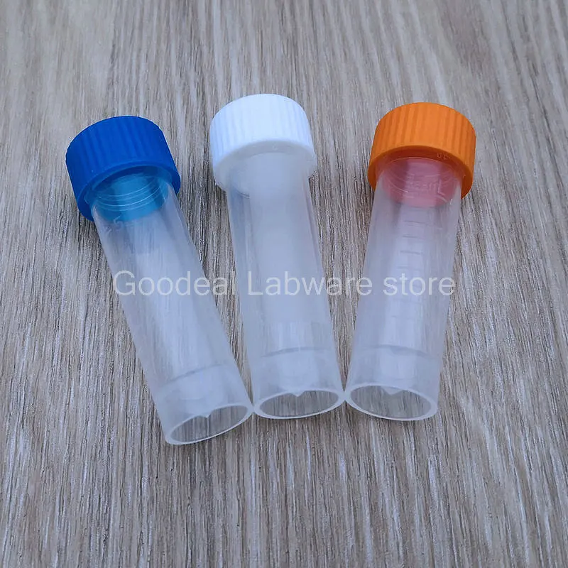 50pcs/100pcs/200pcs/300pcs/400pcs/pack 5ml PP Cryo Freezing Tube, Cold Storage Vial Cryovial Plastic Test Tubes