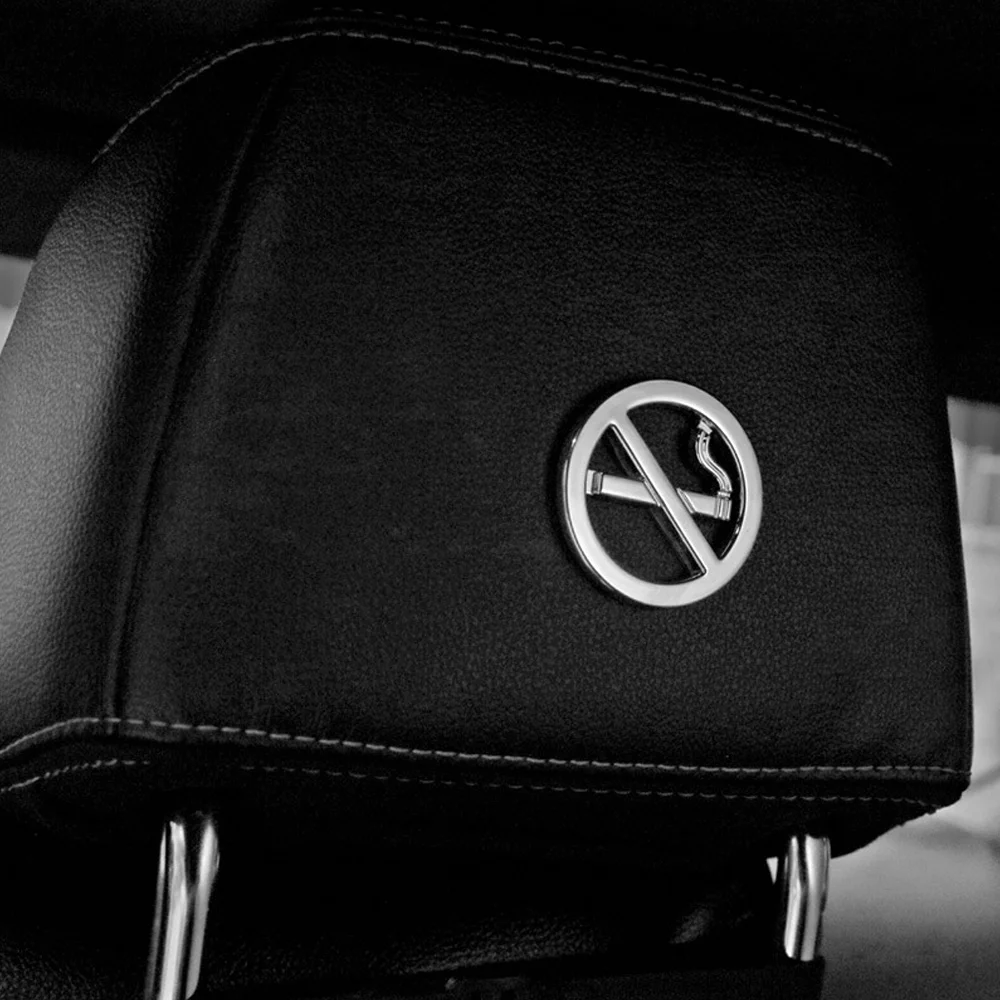 DSYCAR 1 قطعة علامات منع التدخين العامة للأعمال ملصقات السيارات شارة فندق مكتب رمز شعار معدن الكروم المركبات سيارة التصميم