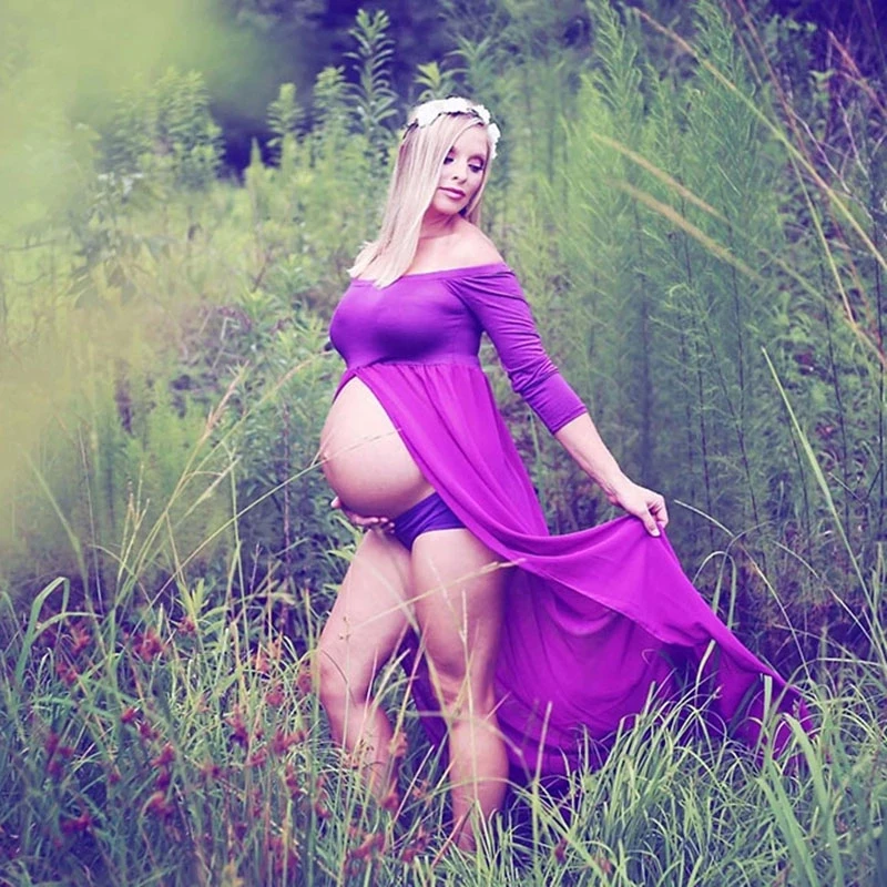 Maternity Dress Photography Props Chiffon Pregnancy Dress For Photo Shoot Maxi Gown Dresses Maternity Clothes For Pregnant Women image 2