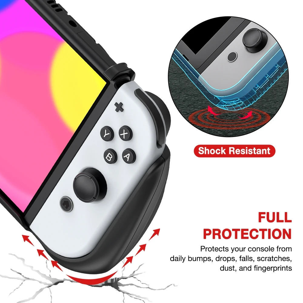 Capa dura protetora à prova de choque para nintendo switch oled com cartões de jogo slots titular caso anti-queda para interruptor oled acessórios