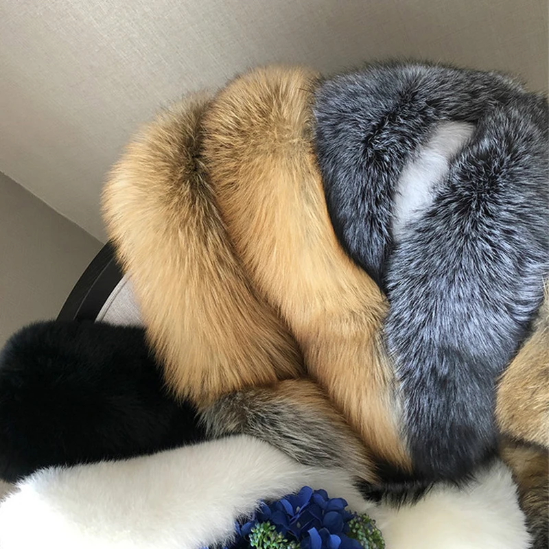 Genuine Real Fox Fur Collar Shawl 100% Natural Fox Scarf For Women Neck Warm Fur Muffler Whole Fox Big Scarves Female Wrap