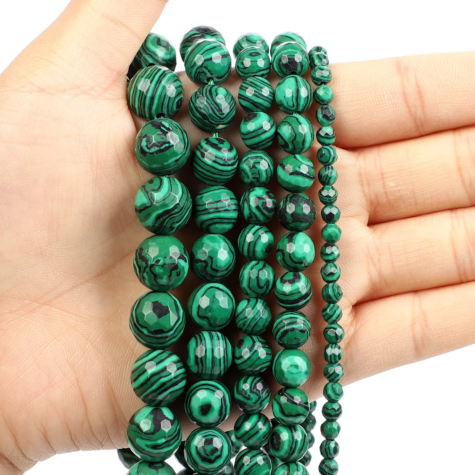 Natural Stone Beads Green Malachite Charm Round Loose Beads For Jewelry Making Needlework Bracelet Diy Strand 4/6/8/10/12MM