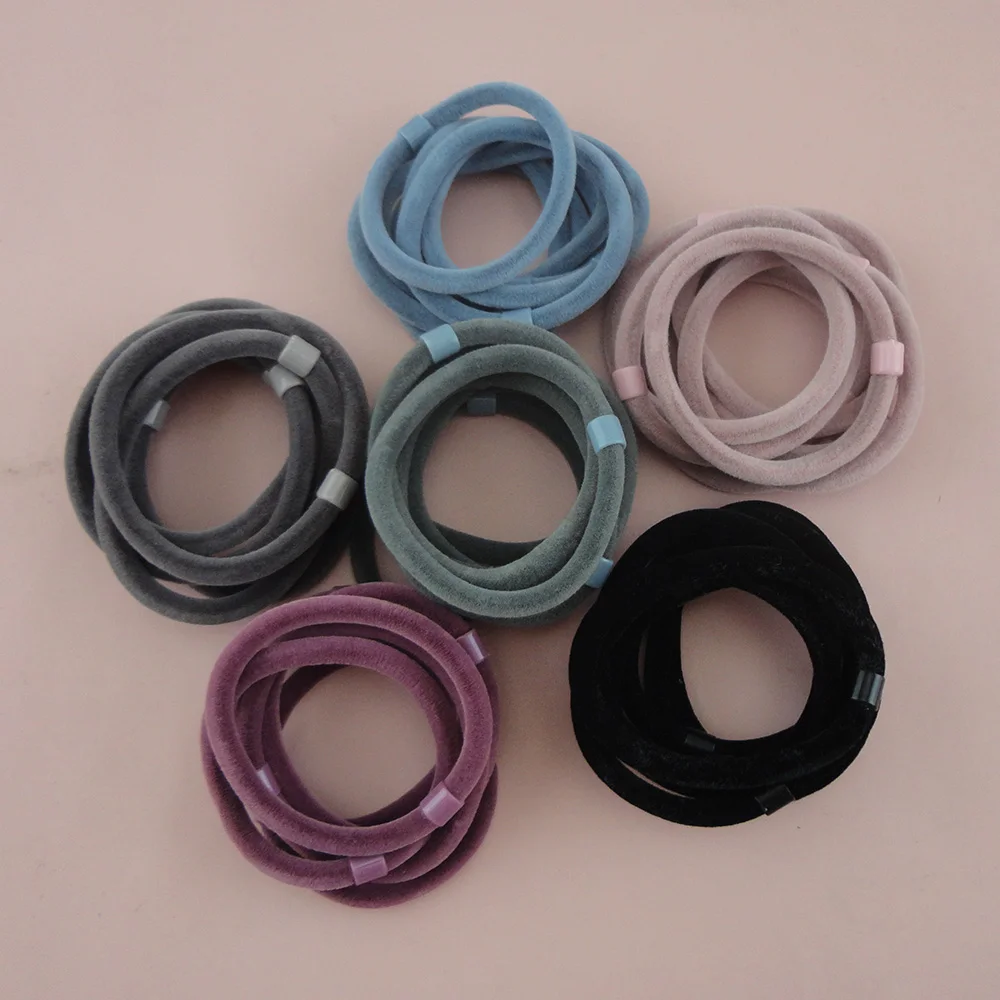 10PCS 5mm Velvet Elastic hair bands ponytail holders for gilrs skinny fur hair ties  DIY hair accessories