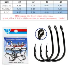 Carp Hooks Carbon Steel Wide Gape Micro Barb #6