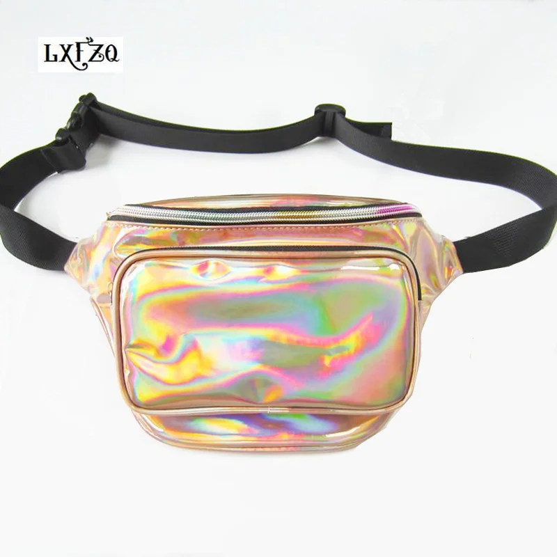 Thighbags fanny pack for women PU laser waist bag holographic leg bag leather for women\'s Belt buckle heuptas