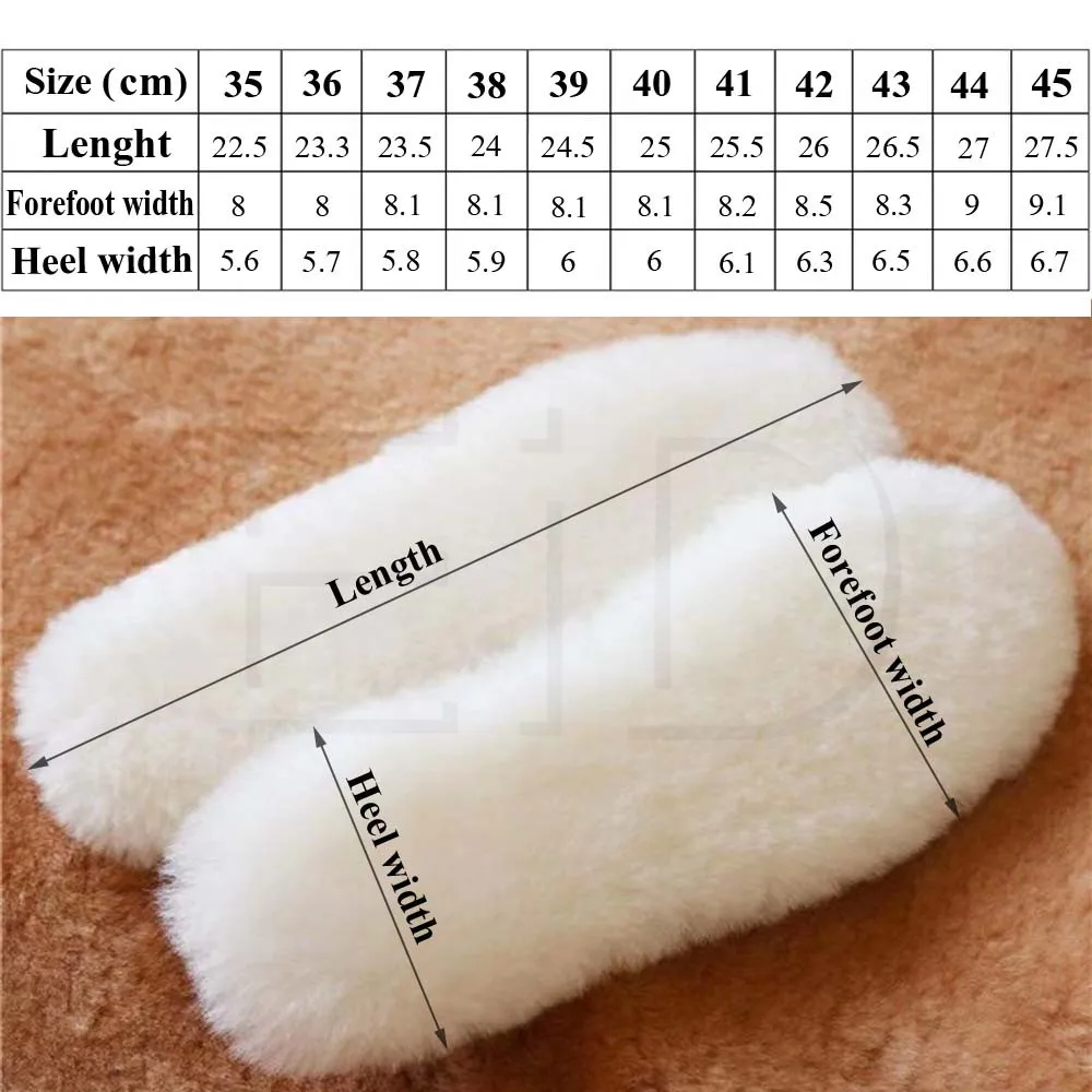 Wol Alami Sol Bulu Hangat Tebal Domba Kasmir Musim Dingin Unisex Insole Kualitas Tinggi Hangat Plush Sepatu Pad Sol untuk Pria wanita