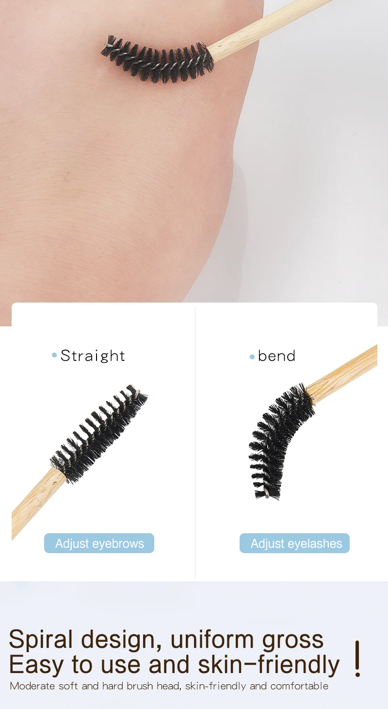 50Pcs Lash Pinsel Einweg Applikatoren Wimpern Verlängerung Pinsel Make-Up Liefert Werkzeug Bambus Griff Micro Spoolie Augenbraue Pinsel – Detail 6