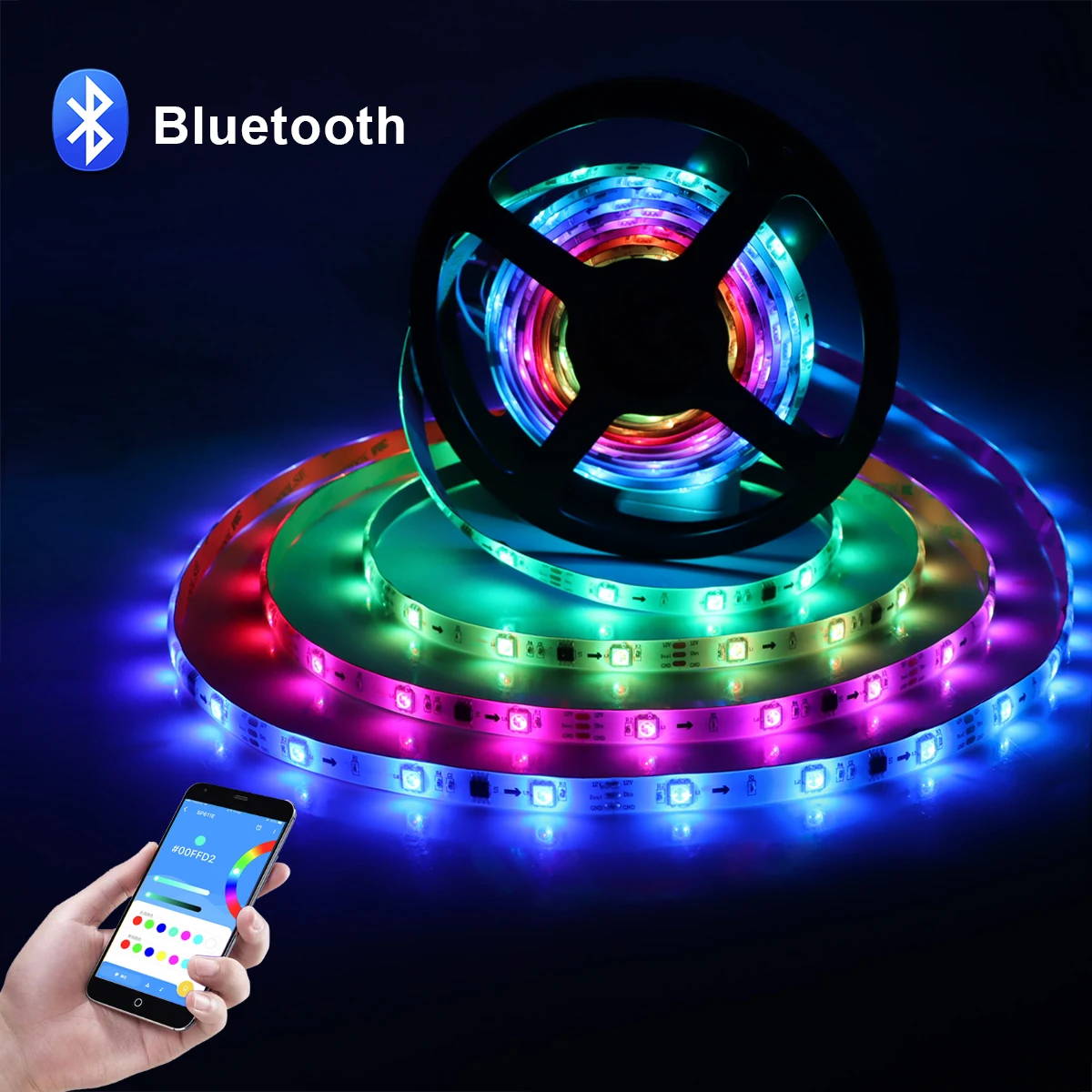 

WS2811 Dream RGB Led Strip Lights Bluetooth Individual Addressable Smart App Controller 5050 LED RGBIC Dream Tape DC 12V Adapter