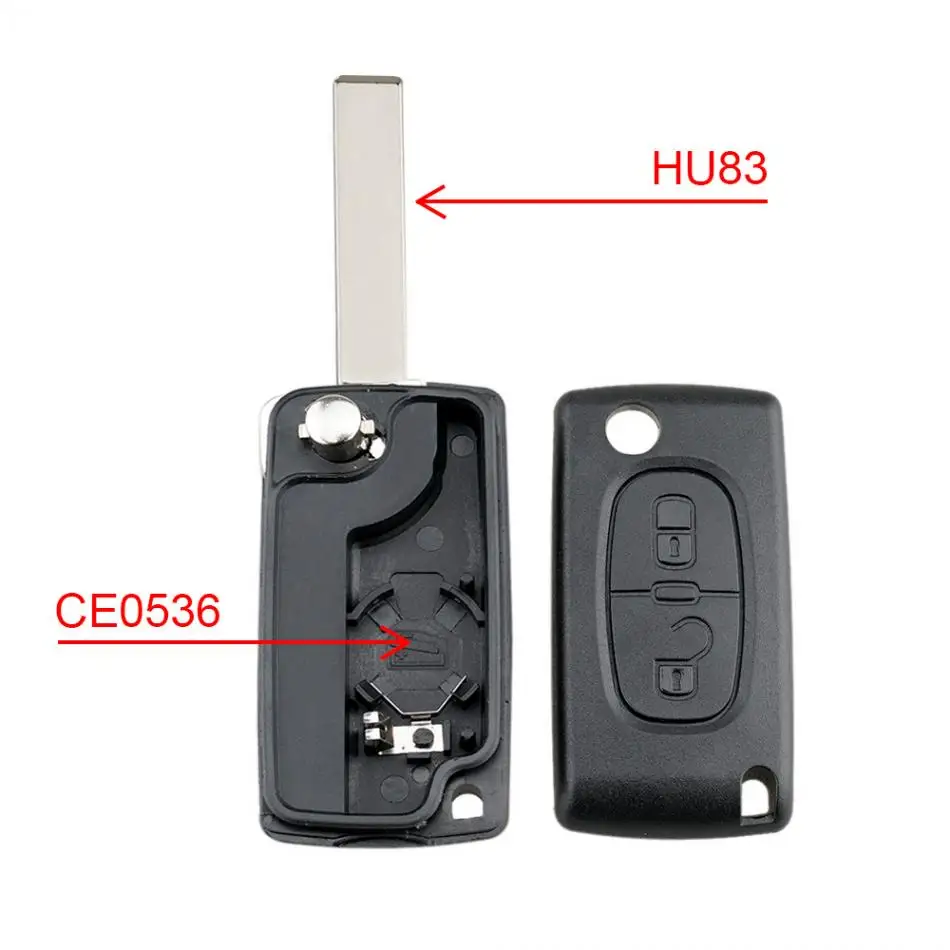 2 Button Black Car Replacement Flip Folding Car Remote Key Case No Chip With Uncut Blade Fit for Peugeot 207 307 308 407 Car