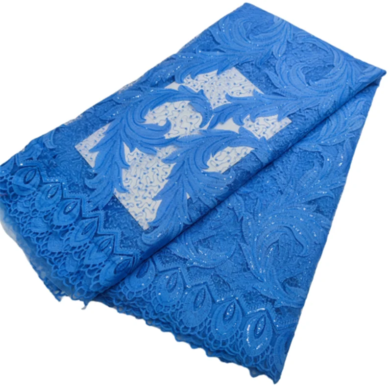 

African Lace Fabric 2021 High Quality Lace Material Nigerian French Sequins Lace Fabric For Party Dress Y98-