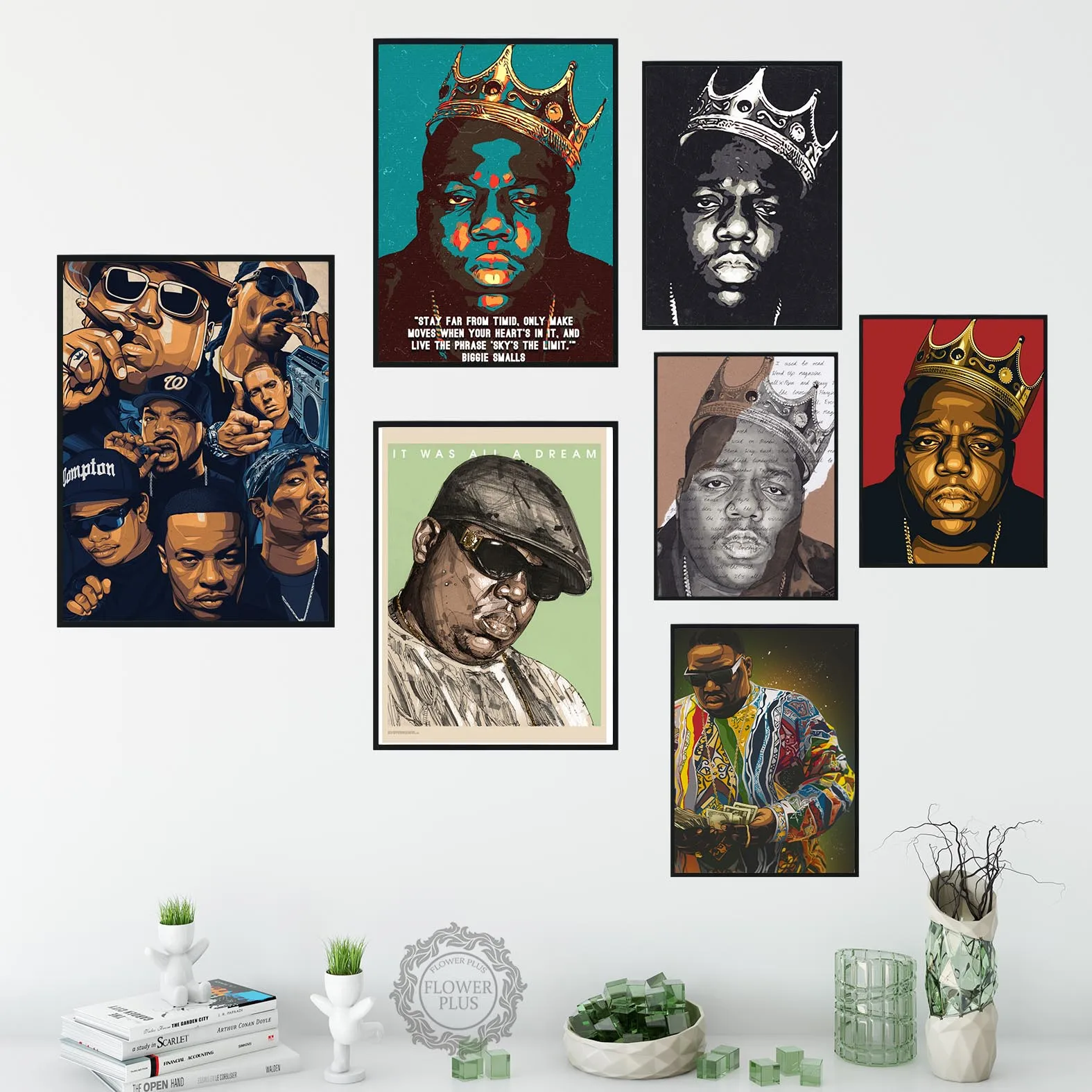 Notorious B.I.G Biggie Smalls Tupac Shakur Rapper King Art Poster Canvas Painting Wall Picture Home Decor quadro cuadros