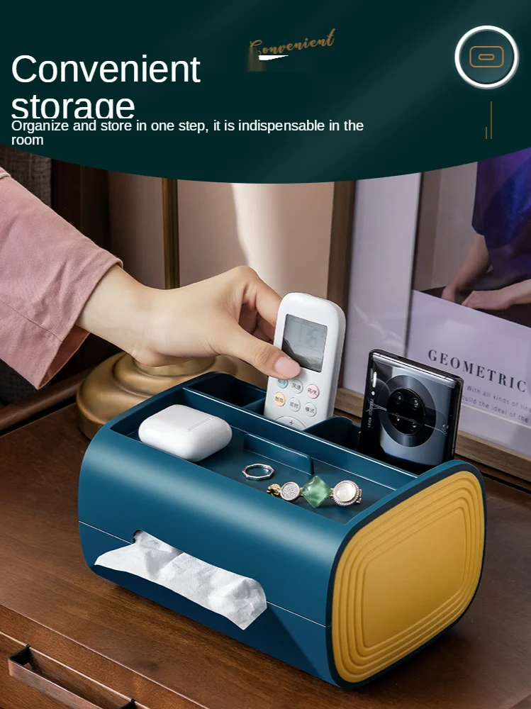 zq  Tissue Box Living Room Light Luxury Multi-Functional Creative Remote Control Home Cute Desktop Storage Box