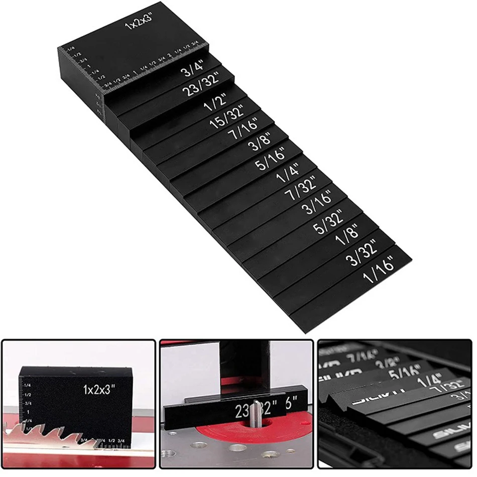 GanWei Setup Blocks Set di misuratori di altezza 15 pezzi barre di installazione in alluminio di precisione per Router e accessori per seghe da tavolo Set per la lavorazione del legno