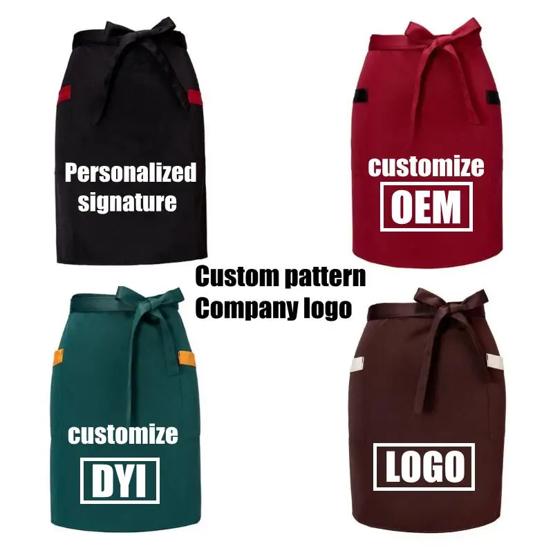 

Men's And Women's Apron Custom Logo Pet Shop Roaster Manicurist Half-lengthskirt Signature Anti-foulingwork Coffee Chef Barbecue