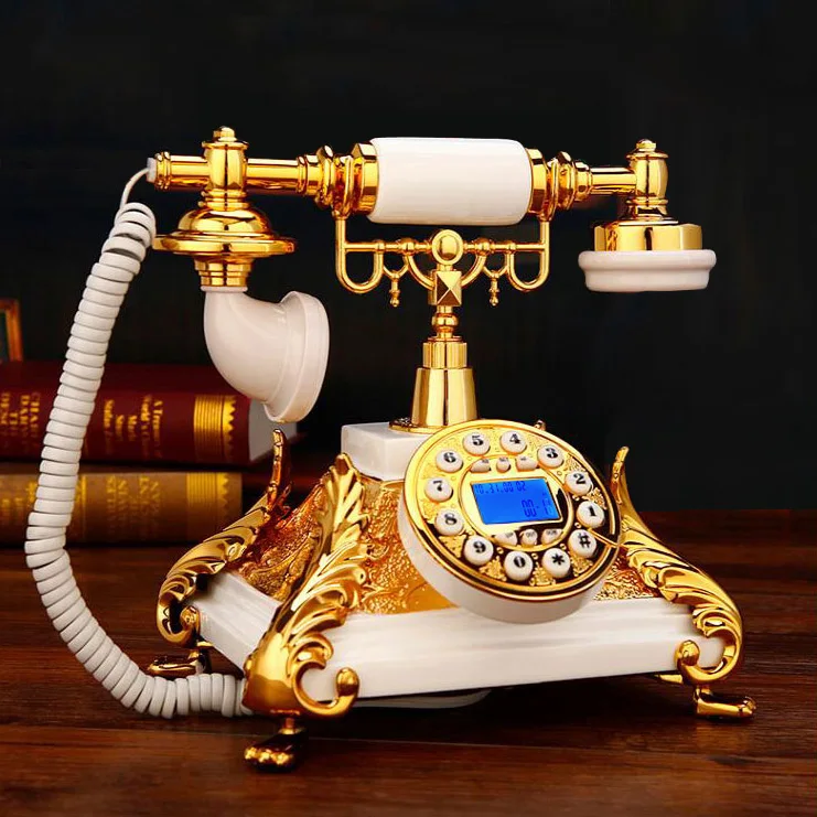 Retro Landline Telephone Resin for Old People Vintage Baroque fixed phone Home Office Antique British white red hotel caller ID