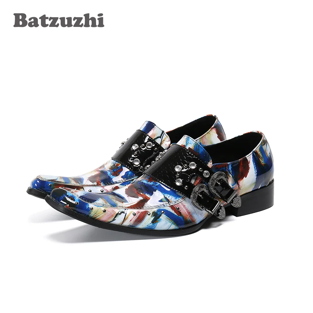 

Batzuzhi Rock Men's Shoes Pointed Toe Formal Leather Dress Shoes Buckles Personality Party & Wedding Dress Shoes zapatos de hom