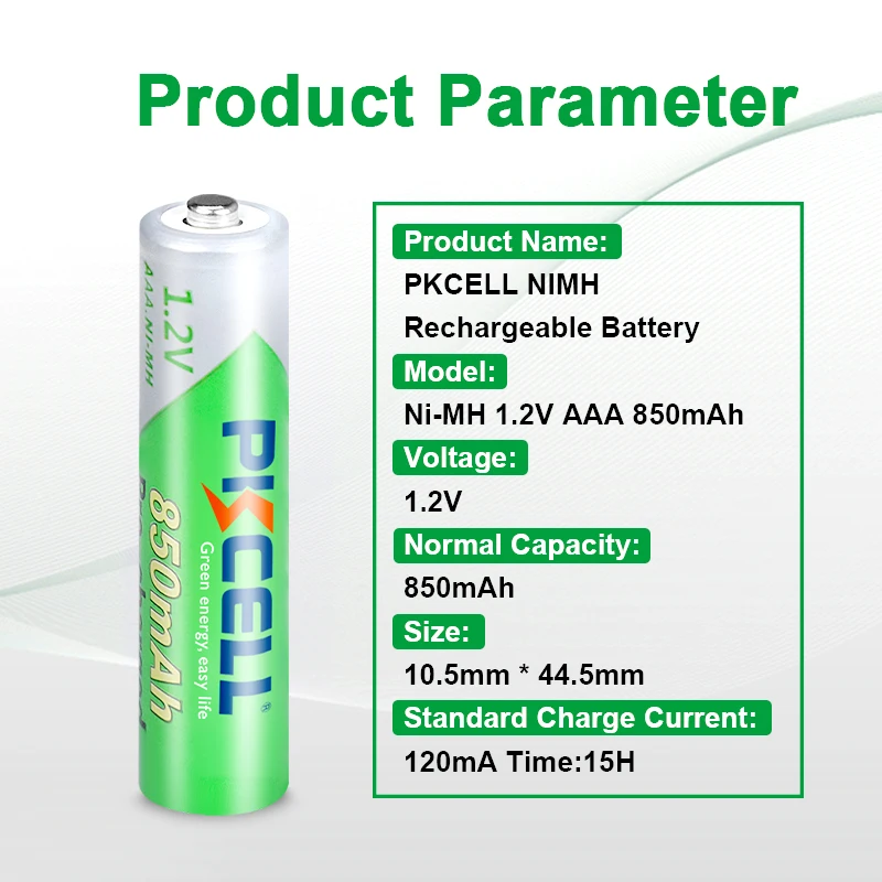 PKCELL-pilas recargables AAA Ni-MH, 850mAh, 1,2 V, AAA, 1,2 voltios, 3A, batería de baja autodescarga, 15 unidades