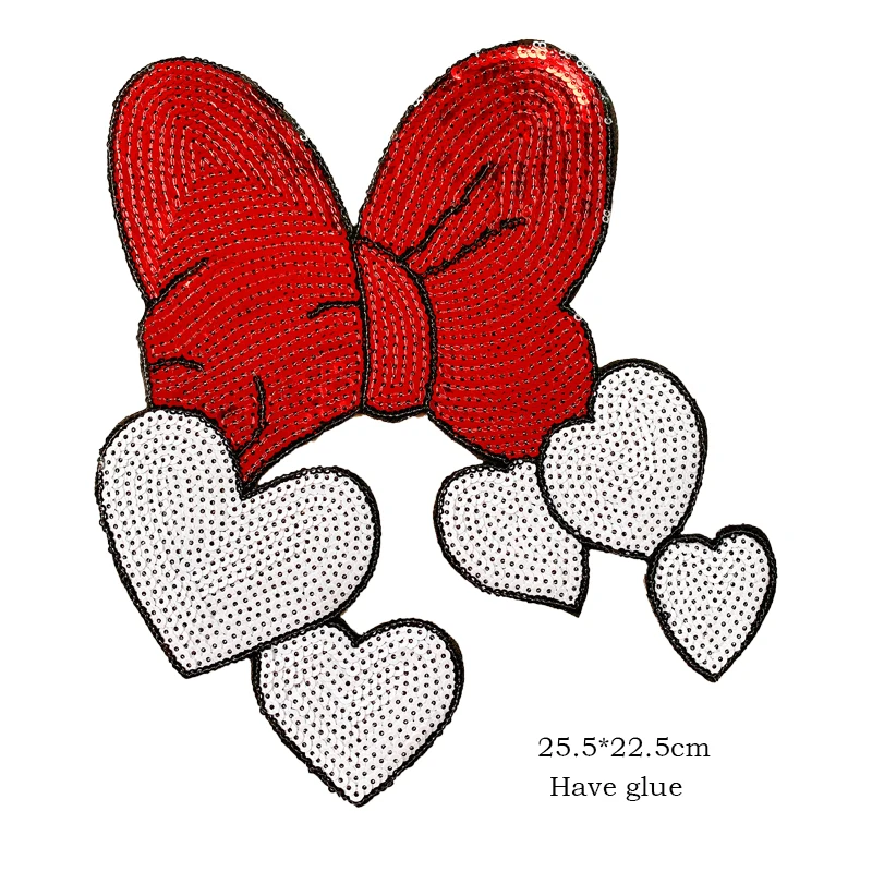 Bowknot BadgeS Heart embroidery patch Hand Sequins patch Clothing Accessories Wholesale Patches Badges on backpack