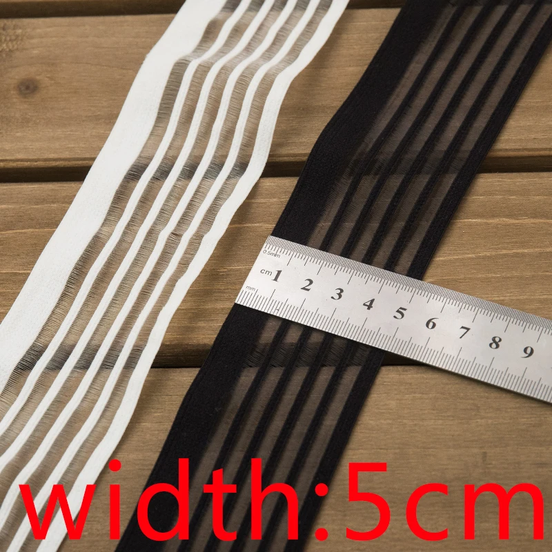 Elastic Band webbing strap black white transparent for garment clothes dress DIY 5cm wide Rubber Band Sewing Rope 5yards/lot