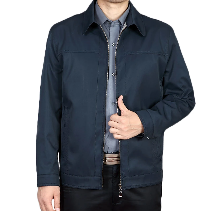 

Zipper Windbreaker Male Casual Solid Color Overcoat Men Slim Fit Turn-down Collar Windproof Jacket Coat