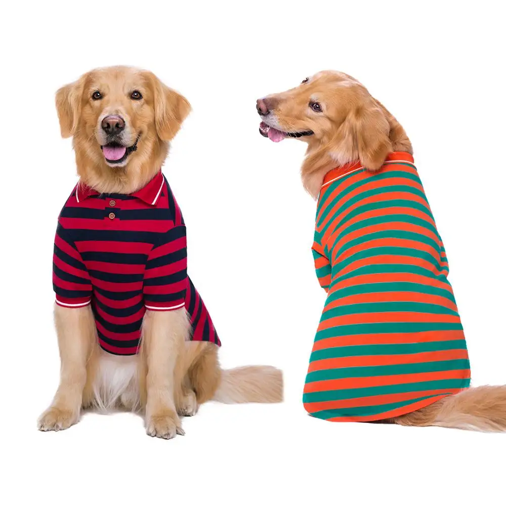 High quality Pet Dog Clothes for Large Dog coat Striped TShirt  Soft Summer Dog Polo Shirt outfit  Vest Clothes  pets bulldog