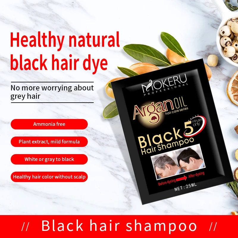 

Mokeru 5pc/Lot Natural Long Lasting Permanent Black Coloring Dye Fast Black Hair Dye Shampoo For Men Covering Gray White Hair