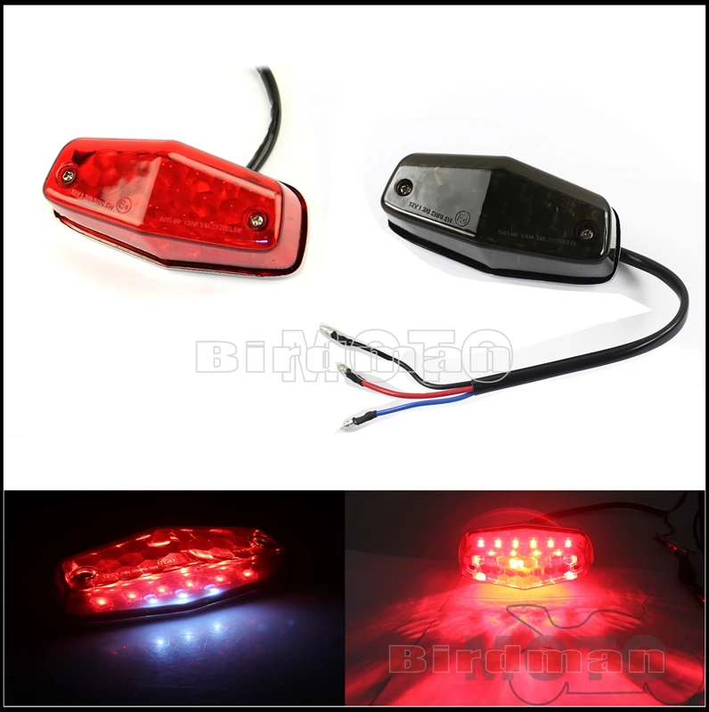 E4 Emark Motorcycle Lucas Style Tail Light Rear LED/Bulb Brake Stop Lamp Taillight Universal For Honda Yamaha Suzuki Harley BMW
