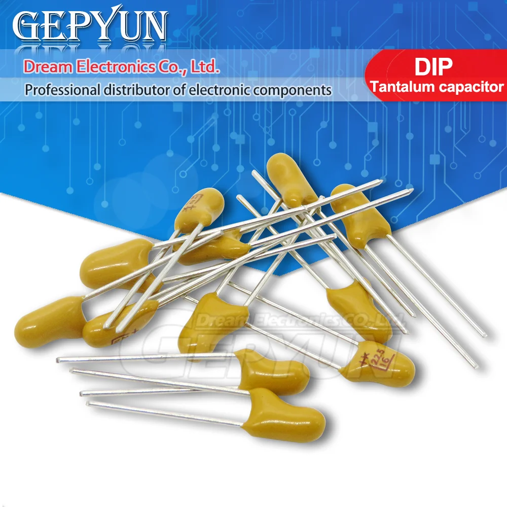 Capacitor de tântalo dip 16v 25v 35v, 10 peças, 1uf 2.2uf 3.3uf 4.7uf 10uf 22uf 33uf 47uf 100uf 104 uf 224 474 225 106 226 476 107 dip