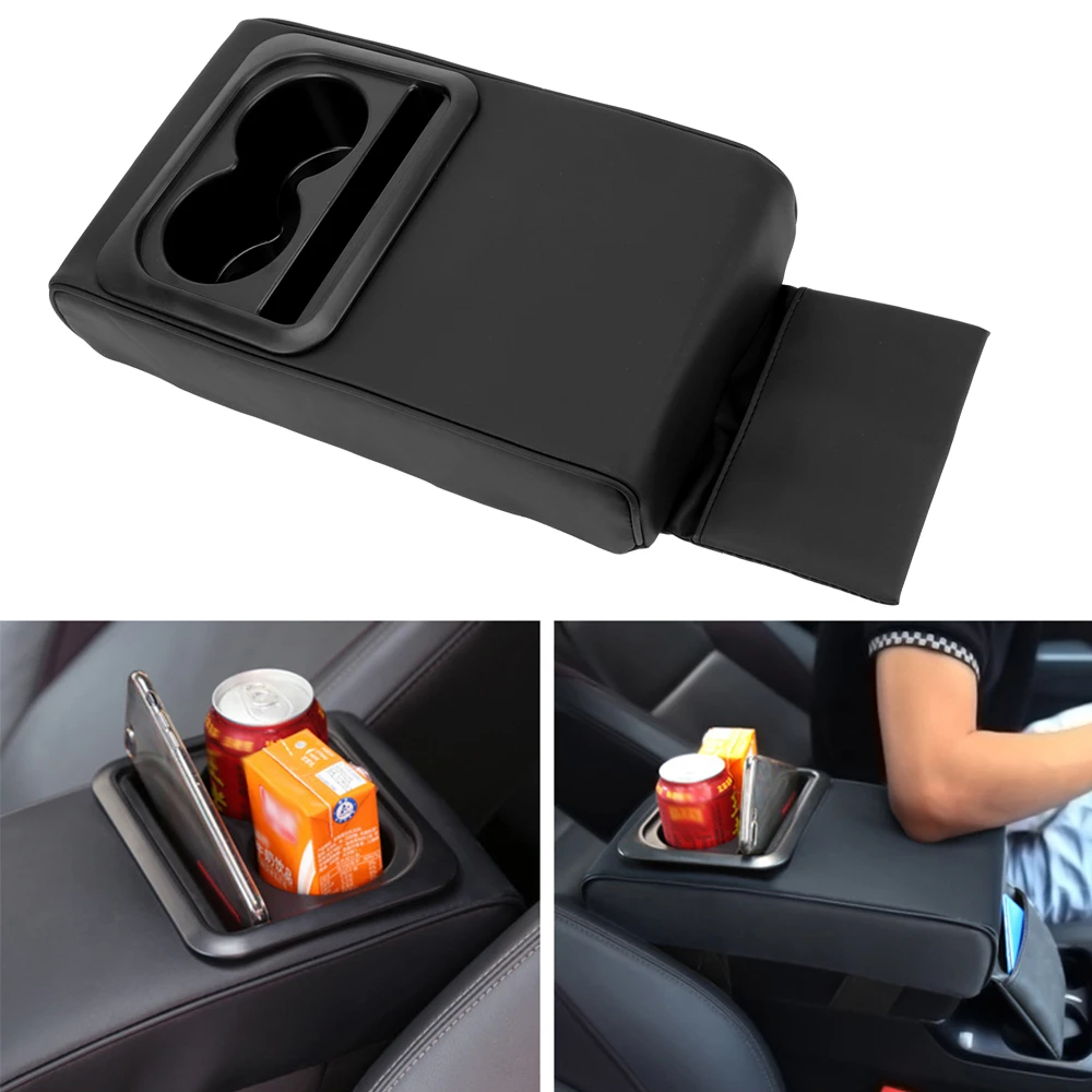 Car Armrest Cushion Box Auto Accessories Hand Elbow Support Anti-fatigue With Cup Holder Arm Rest Storager Box 1PCS