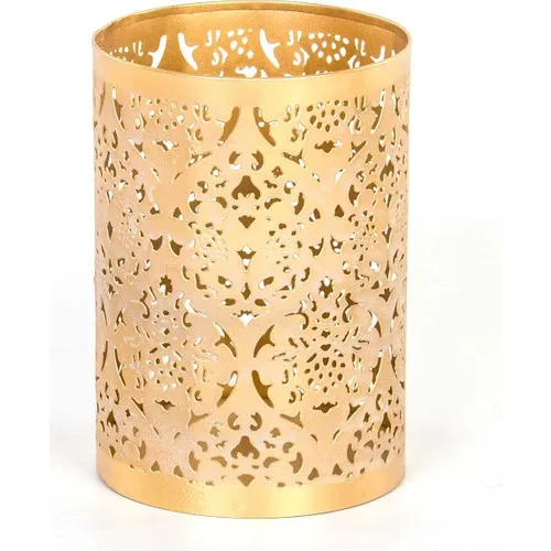 Euro Flora Gold Color Metal Candle Holder Lantern 12x17,5 cm