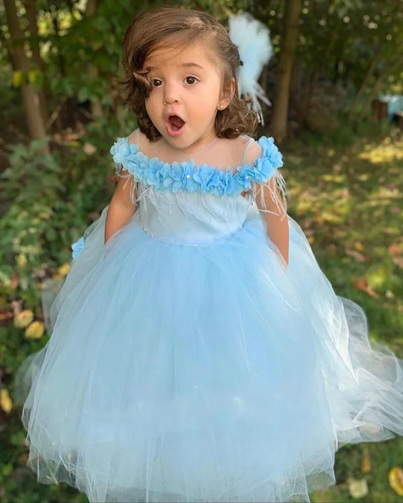 Abiti da ragazza di fiori per matrimoni Tulle Puffy Vestidos Daminha abiti da spettacolo da sera per bambini prima comunione BirthdayDresses