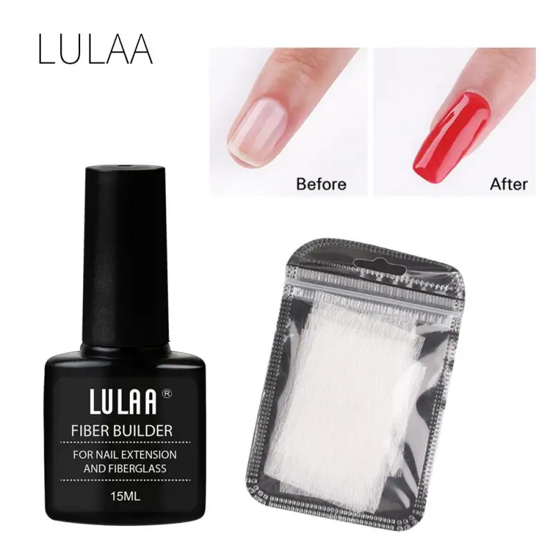 20/10 Uds extensión de uñas fibra de vidrio fibra de vidrio uñas de seda envoltura de uñas Gel con 15ml pegamento constructor de fibra Kit de Arte de uñas TSLM1