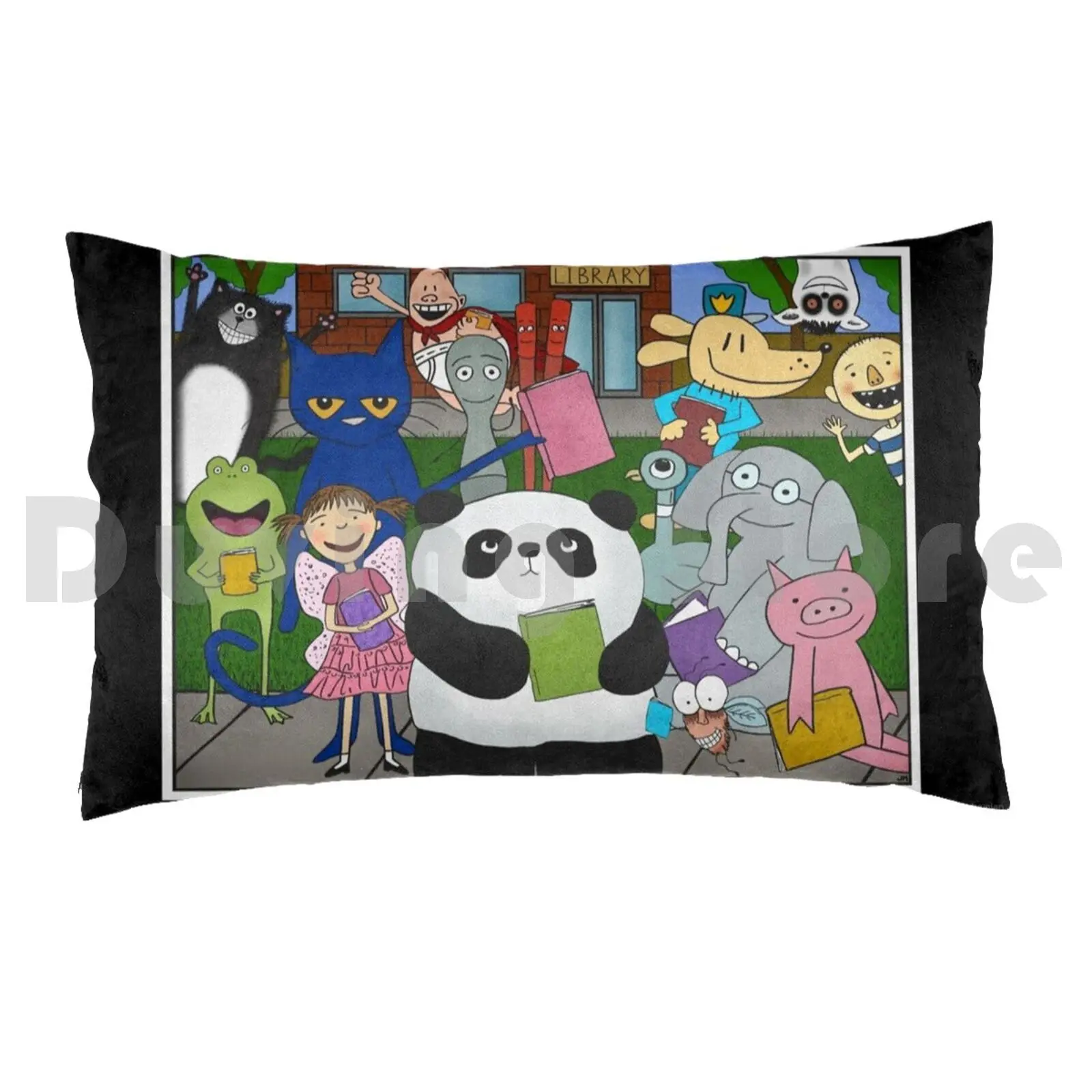 Storybook Friends Pillow Case Printed 50x75 Mr Panda Mr Lemur Chopsticks Spoon Pete The Cat Splat The Cat