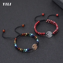 Tree of Life Chakra Bracelet Yoga Healing Crystal Stone Bracelets Double Layered Braided Natural Beads Bracelets for Women Girl
