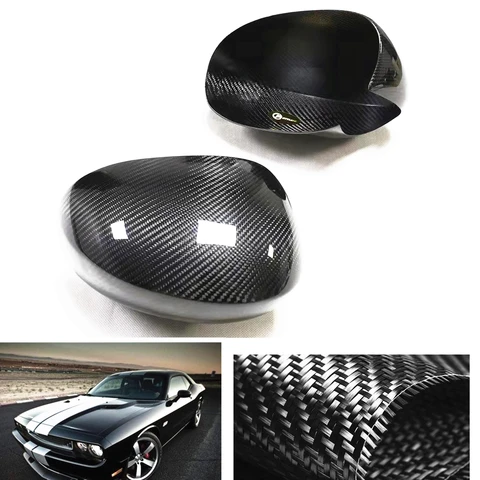 Зеркальный чехол для Dodge Challenger 2009-2020, настоящий сухой карбоновый внешний вид автомобиля, обратный корпус, крышка заднего вида, чехол с добавлением