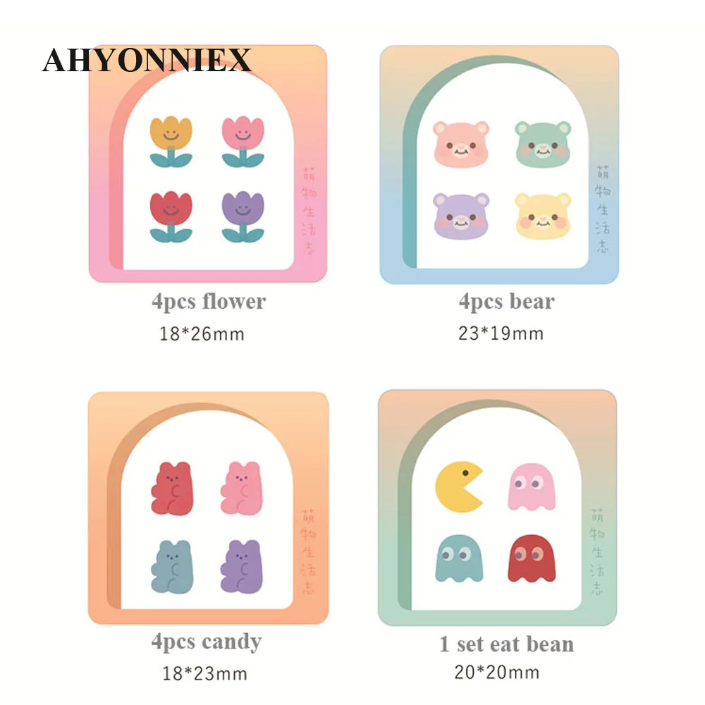 AHYONNIEX 1 Set Cartoon Flower Bear Candy Embroidery Patches for Bag Jeans Cute Iron On Patches for Clothes Small DIY Patches