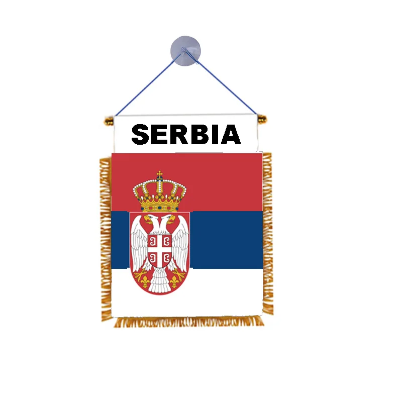 MORNING custom Serbia national mini car decoration exchange flag