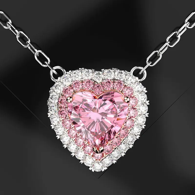 

Fashion Pink AAA+ Zircon Pendants Necklaces For Women Luxury Hearts Pendant Jewelry Female Necklace