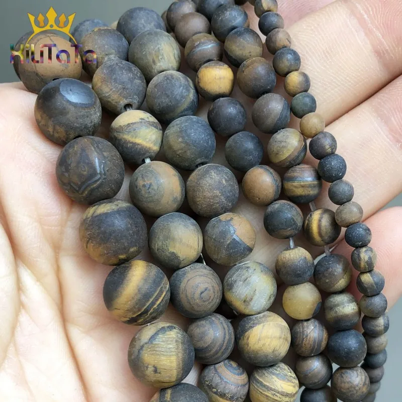 

Natural Stone Dull Polish Matte Yellow Tiger Eye Round Bead For Jewelry Making DIY Bracelet Earrings Accessories 15'' 4/6/8/10mm