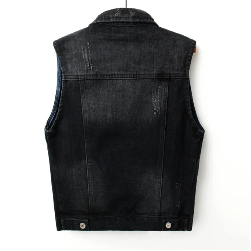 สีดำหญิงเสื้อแจ็คเก็ตเกาหลี Slim กางเกงยีนส์ Single-Breasted สั้นผู้หญิง Denim เสื้อกั๊ก4XL Plus ขนาด Waistcoat ฤดูร้อน
