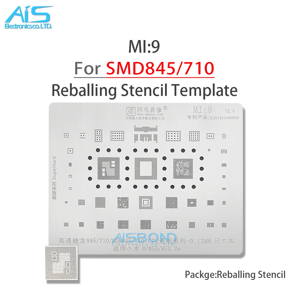 MI9 BGA Reballing Stencil For Xiaomi 8 8se Mix2s CPU SDM845 SDM710 RAM PM845 PMI8998 PM8005 SDR845 WCN3990 48859 WCD9340 QM78013