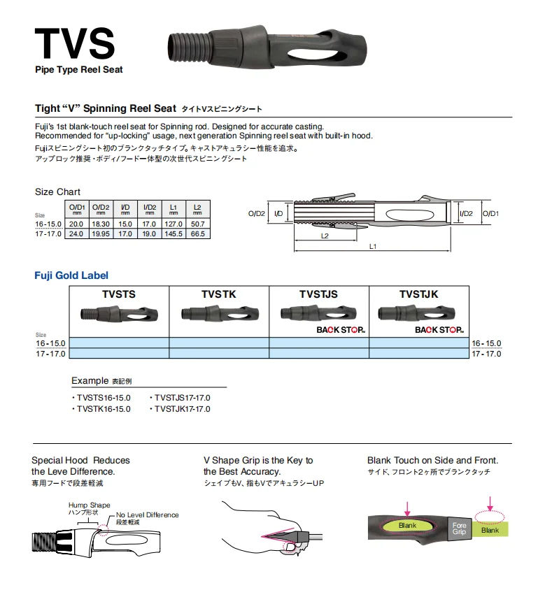 FUJI-Siège de moulinet TVSTK avec kit de tube en carbone, siège de moulinet en 2,4, rotation ergonomique Fuji, siège de moulinet FUJI d'origine, taille 16, 1PC