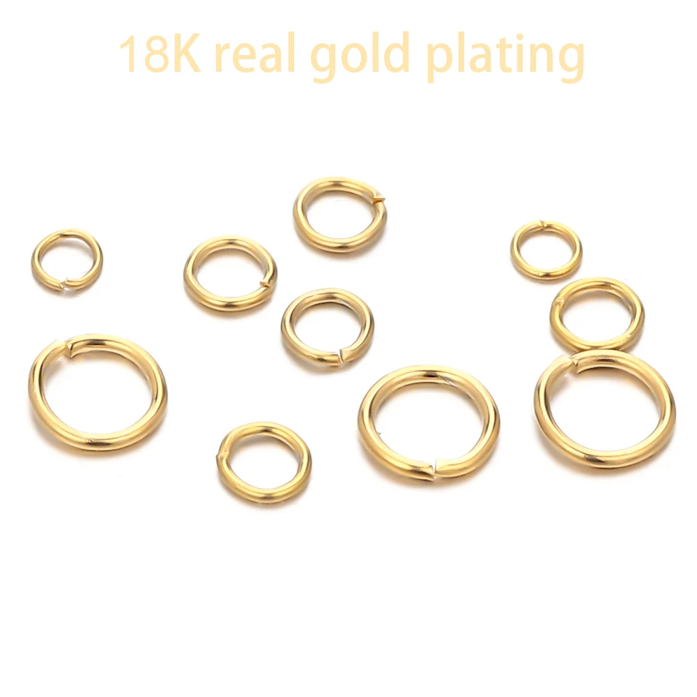 100 Stück Edelstahl-Sprengringe mit Echtgoldbeschichtung für Schmuckherstellung, DIY-Halsketten-Zubehör – Detail 3