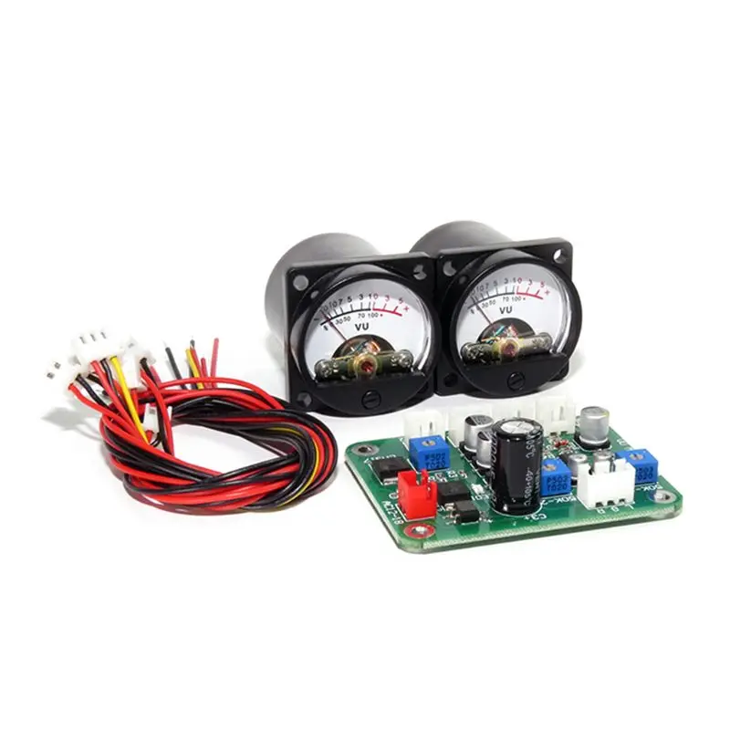 New 2 Pcs VU Panel Meter Warm Back Light Recording+Durable Driver Board Module+Cables